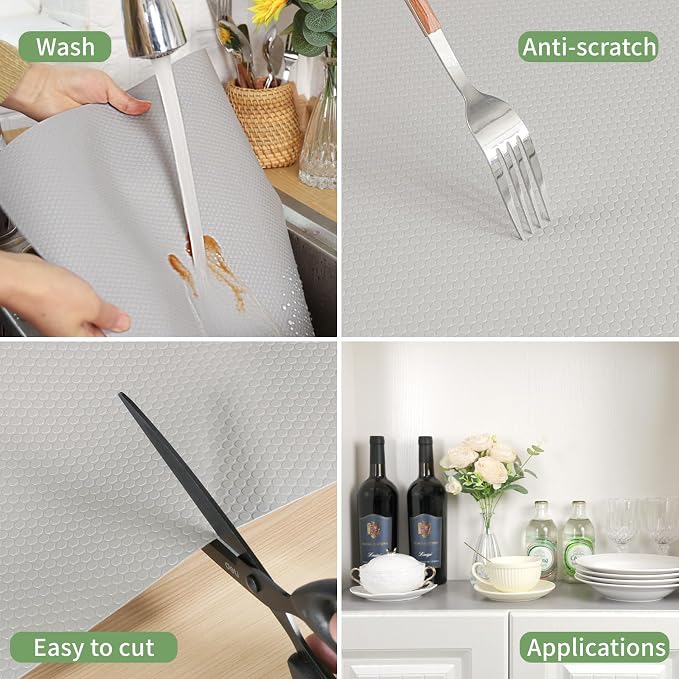 Shelf Liners 20 inch x 20 ft Shelf Liners for Kitchen cabinets nonstick Shelf Lining Drawer Mats EVA Protector for Cupboard (Light Gray,20 inch x 20 ft)