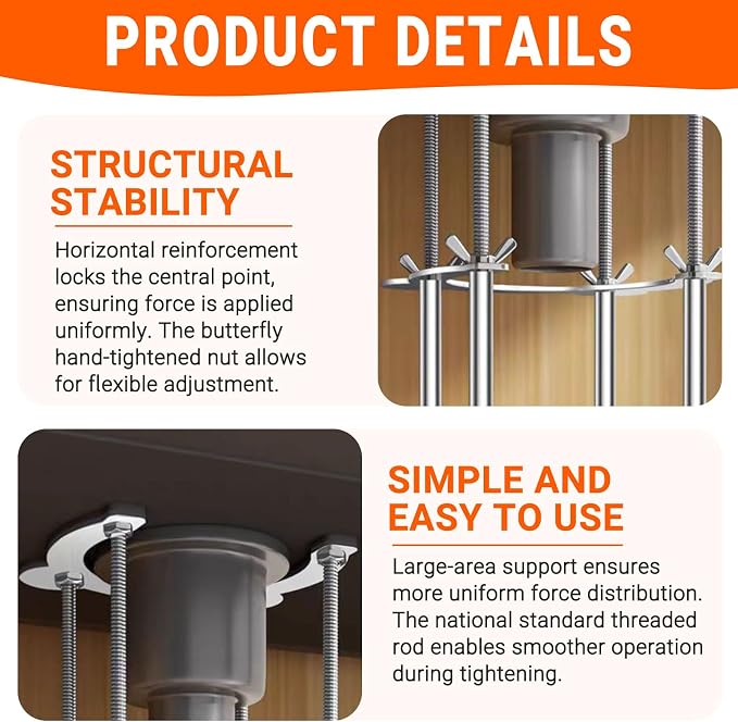 Undermount Sink Brackets,Stainless Sink Support,18.1"-31.1" Adjustable Under Sink Support Legs,Sink Repair Install System for Bathroom and Kitchen,4 Rods
