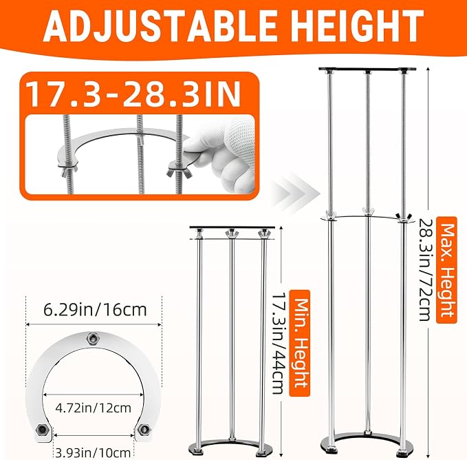 Undermount Sink Brackets,Stainless Sink Support,17.3"-28.3" Adjustable Under Sink Support Legs,Sink Install Repair System for Kitchen and Bathroom, 3 Rods