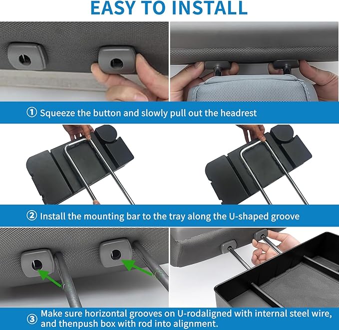 Zxiaochun Center Console Seat Headrest Organizer for 2011-2024 2025 2026 Ford F150 F250 F350 F450 F550 F650 Accessories, Storage Tray with Non-Slip Rubber Mat (Jump Seat Only)