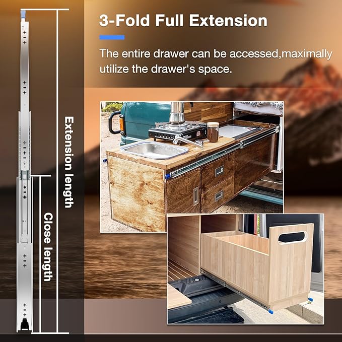 Heavy Duty Locking Drawer Slides Full Extension Runners with Lock 12 14 16 18 20 22 24 26 28 30 32 34 36 38 40 Inch Side Mount Rails for Drawer Capacity 173lb 1 Pair