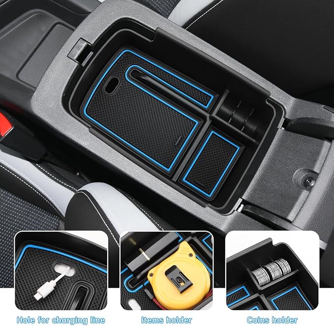 MARCHFA Center Console Organizer Tray Compatible for 2024 2025 2026 Buick Envista Accessories Armrest Storage Box Tray Organizer Middle Console Insert Holder (Blue)