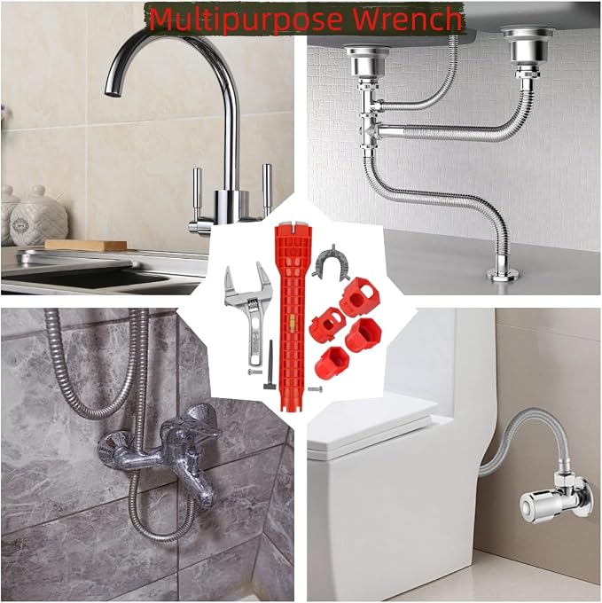 14-In-1 Multifunctional Basin Wrench, Sink Wrench Faucet Tool For Toilet, Sink, Bathroom, Kitchen Tight Spaces Water Pipe Plumbing Installation and Repairs