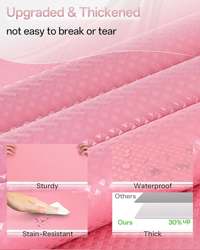 Shelf and Drawer Liner for Kitchen Cabinet, Non-Adhesive 24in x 360in Waterproof Contact Paper Refrigerator Liners Thickened Durable EVA Material Non Slip Mat for Dresser Cupboard Pantry Protector