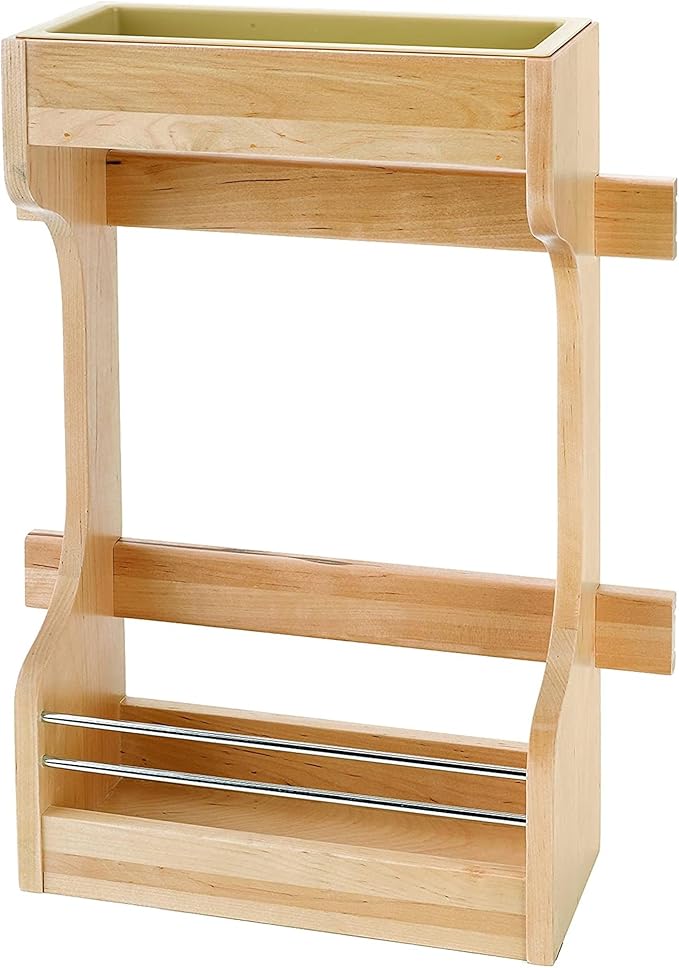 Rev-A-Shelf Dual Shelf Under Sink Organizer for Kitchen and Bathroom Cabinets, 36" Sink Base Vanity Storage, Inside Door Mount, Maple Wood, 4SBSU-18
