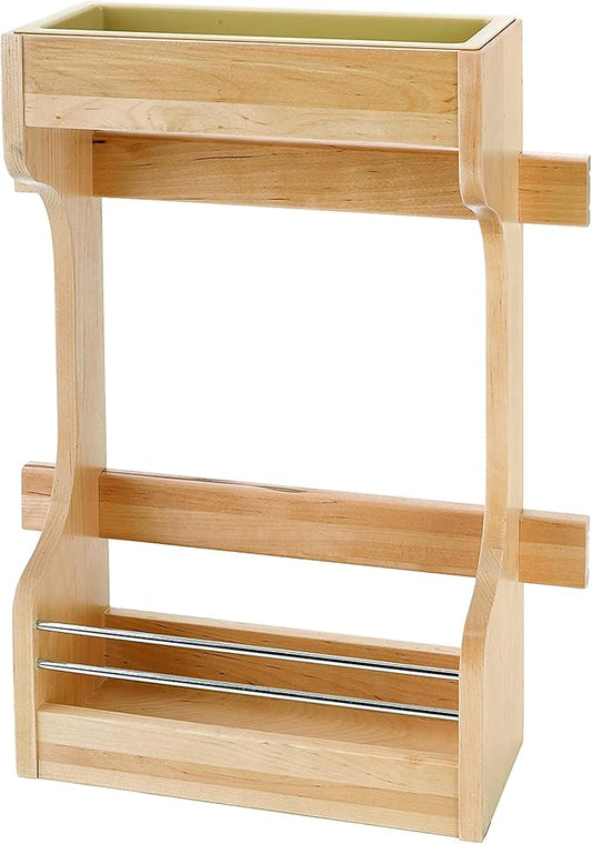 Rev-A-Shelf Dual Shelf Under Sink Organizer for Kitchen and Bathroom Cabinets, 36" Sink Base Vanity Storage, Inside Door Mount, Maple Wood, 4SBSU-18