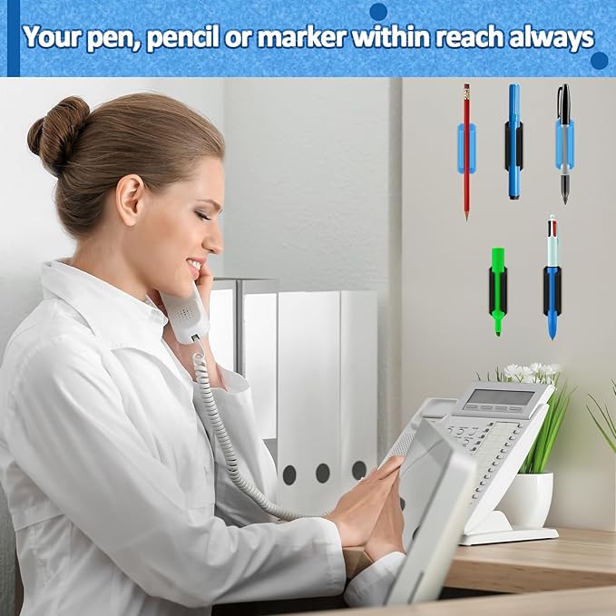 BOBOKA 10Pcs Pencil Holder for Desk, Adhesive Pen Holder for Classroom Clipboard Attachment, Silicone Pencil Holder & Marker Holder for School Office Desk Accessories, Teacher Supplies
