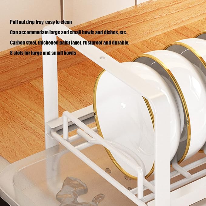 Kitchen Cabinet Storage Shelf Rack Durable Organization for Home (White)