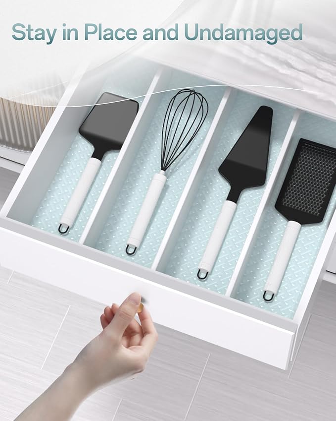 Shelf and Drawer Liner for Kitchen Cabinet, Non-Adhesive 24in x 360in Waterproof Contact Paper Refrigerator Liners Thickened Durable EVA Material Non Slip Mat for Dresser Cupboard Pantry Protector