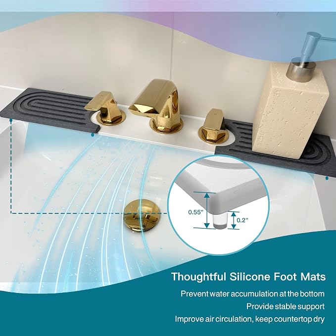 Faucet Mat for Kitchen Sink, Stone Drying Mat for Kitchen Counter, Stone Mat Bathroom, Kitchen Mat, Sink Mat, Water Absorbing Stone Tray for Sink, Bathroom Stone Mat (DARK GREY, 15.8*4")