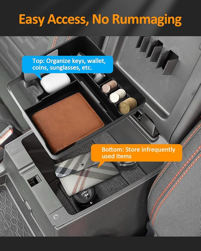 CDEFG 2022-2025 2026 Frontier Center Console Organizer Tray for Nissan Frontier Accessories Armrest Storage Box Insert Tray for Frontier S,SV,Hardbody Edition,Pro-X,Pro-4X,SL Arm Rest
