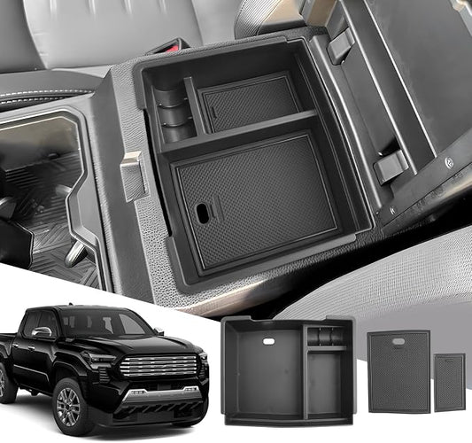 SXCY for 2024 2025 2026 Toyota Tacoma Center Console Organizer for 2024 2025 2026 Tacoma Accessories for 2024-2026 Toyota Tacoma Console Organizer Tray 2026 Tacoma Limited Accessories (w/USB Hole)