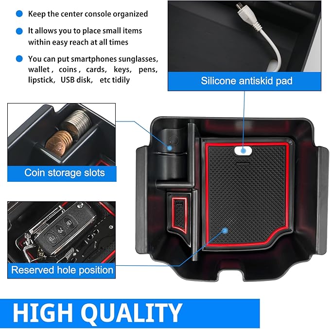 SHAOHAO for 2024 2025 Acura Integra Center Console Organizer Compatible with 2023 2024 2025 Acura Integra Accessories Armrest Insert Storage Box Console Tray Integra 2025 Interior Accessory Organizer