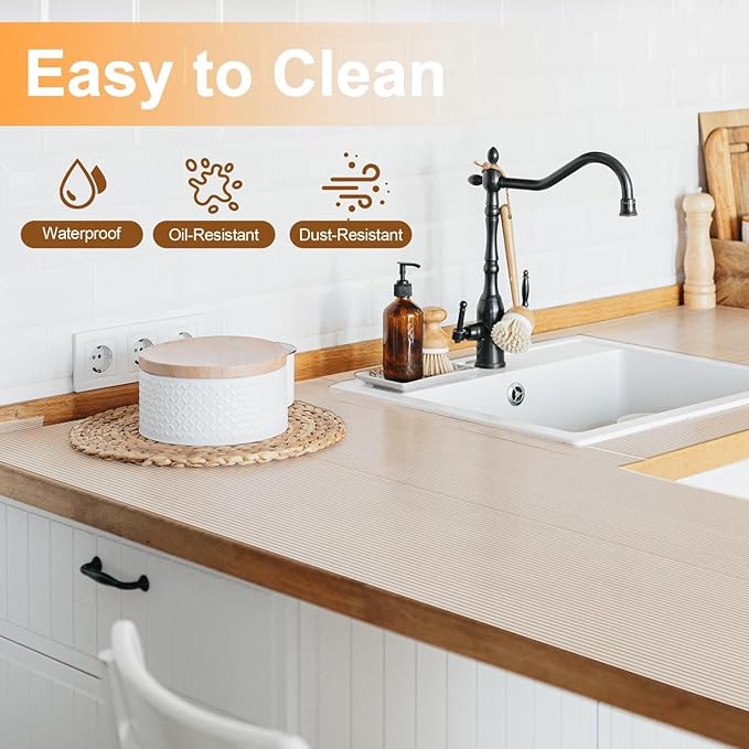 FEXIA Shelf Liners for Kitchen Cabinets Non-Slip Drawer Liner 17.5 Inches x 20 FT Waterproof & Oil-Proof Non Adhesive Durable Material Fridge Liner for Shelves (2 Rolls)