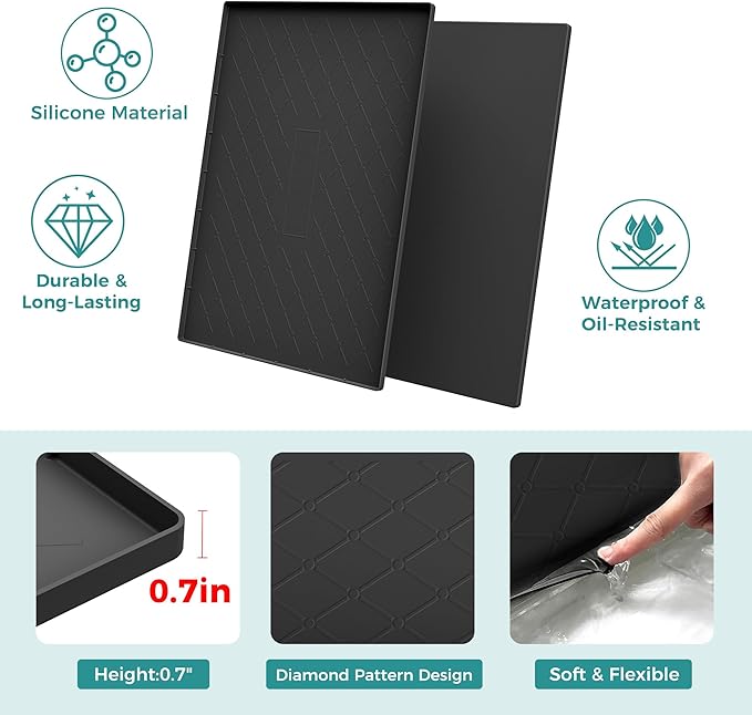 URMONA Under Sink Mat for Kitchen Waterproof, 31" x 22" Silicone Under Sink Mat for Shelf Liner Organizer, Cabinet Sink Protector Under Sink Liner for Bottom Kitchen, Bathroom(Light Grey)