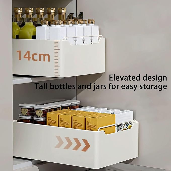 Home Storage Pull Out Cabinet Organizer,No Drilling, Raised Design, Removable for Easy Cleaning,Kitchen & Bathroom Storage Shelves
