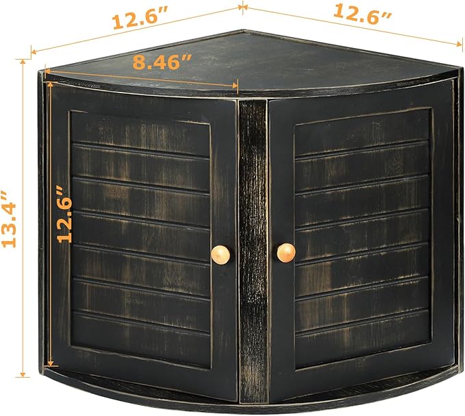 HOMEKOKO Double Layers Bamboo Corner Bread Box for Kitchen Counter, Vintage Wooden Large Capacity Bamboo Bread Food Storage Bin (Vintage Black)