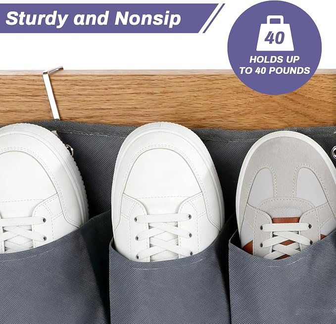 SHENLIU 2 Pcs RV Shoe Pockets 10 Pockets Heavy Hanging Bedside Pocket Shoe Storage Organizer with Sturdy Hooks Storage Pocket Hangs on Bed for Shoes Bottle Toiletry and Tool Accessories