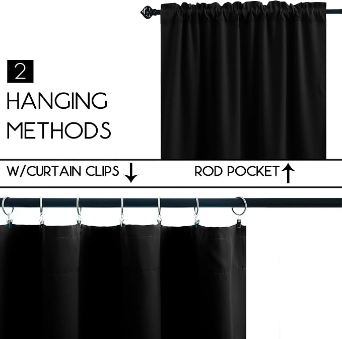 KOUFALL 52 Wide Short Blackout Curtains for Bedroom,RV Camper Small Window Curtains,Insulated Thermal Curtains for Winter