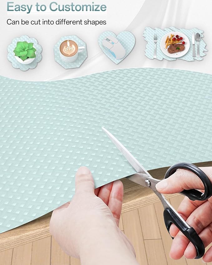 Shelf and Drawer Liner for Kitchen Cabinet, Non-Adhesive 24in x 360in Waterproof Contact Paper Refrigerator Liners Thickened Durable EVA Material Non Slip Mat for Dresser Cupboard Pantry Protector