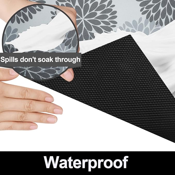 AiBOB Waterproof Under The Sink Mat, Absorbent Quick Dry Sink Liners Protect Cabinets, Durable Shelf Liners, Slip Resistant and Non-Adhesive, 24X36, Grey/Flower