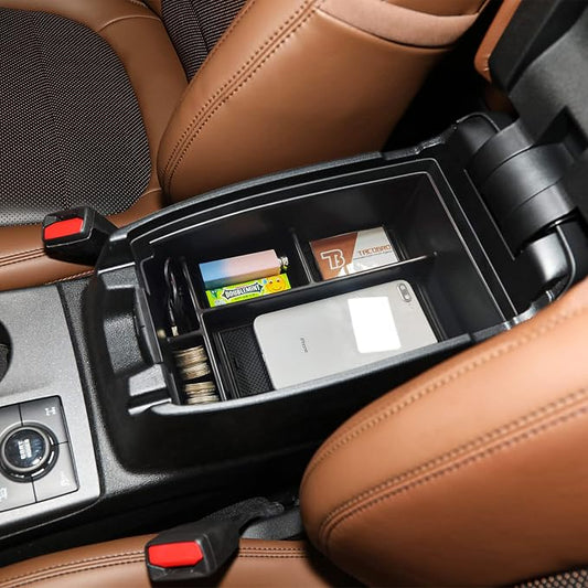 TACORBO Center Console Organizer Compatible with Ford Escape 2020-2025 2026 and 2021-2024 2025 Bronco Sport Accessories, CX430 4-Door Insert Tray, Armrest Secondary Storage Box, Black Trim