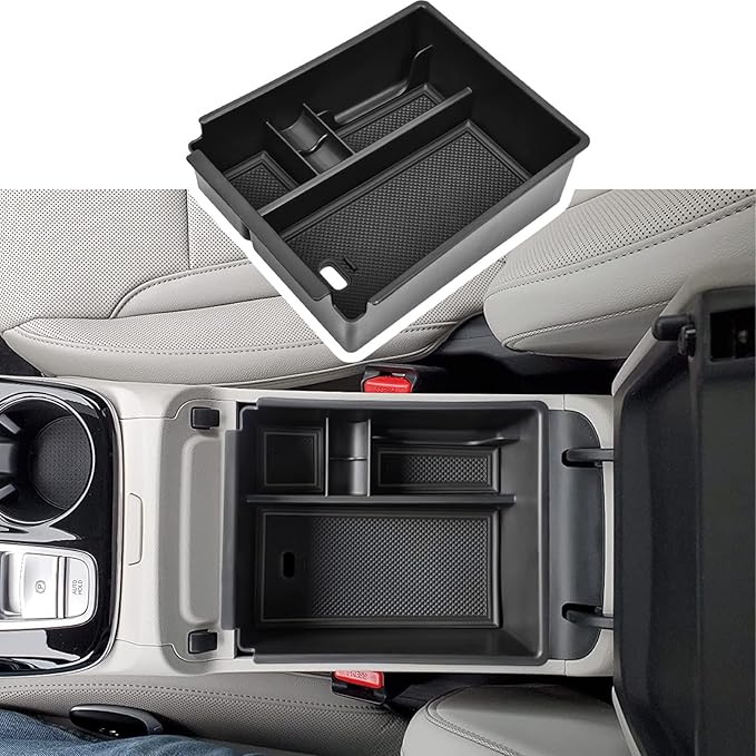 Center Console Organizer Tray Compatible with Hyundai Tucson Limited 2022 2023 2024 Tucson Hybrid Accessories, Automatic Transmission Only,SEL Only for Hybrid SEL,Armrest Secondary Storage Box,Black