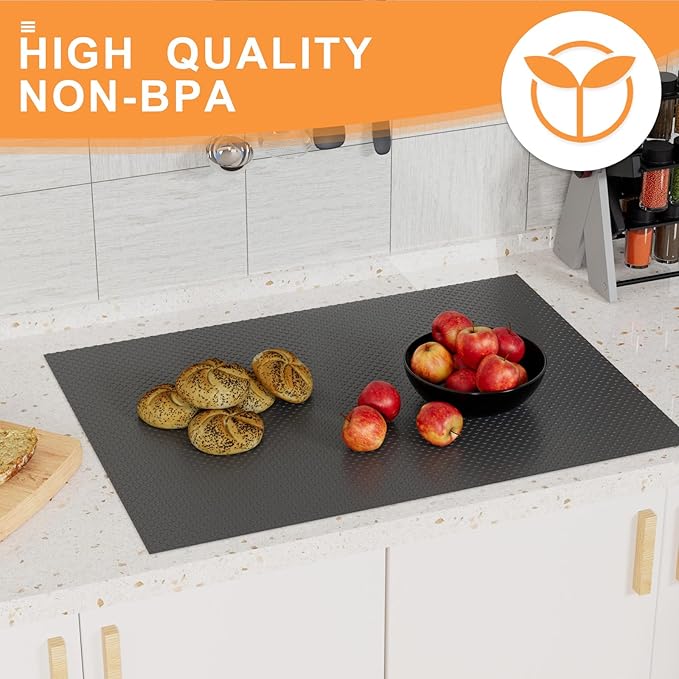 FLPMIX Shelf Liner Drawer Liners - 16 X 300 Inch Black, Waterproof Cabinets Liners, Easy to Cut Drawer Mat for Kitchens Cupboard