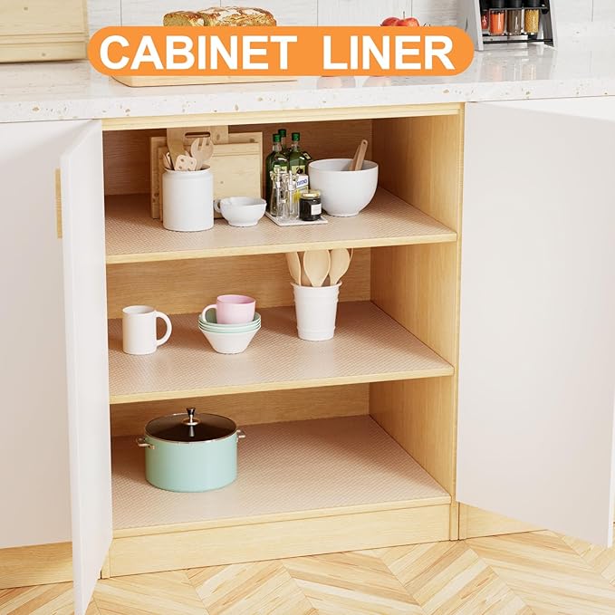 FLPMIX Clear Cabinet Drawer Liner: Translucence Waterproof Refrigerator Shelf Liner 16 x 120'' - Kitchen Bathroom Cupboard Mat for Pantry Shelves