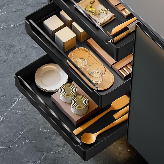 Pull Out Drawers for Cabinets Pull-Out Cabinet Organizer Expandable Drawer Kitchen Organizer with Handle Cabinet Pull-Out Drawer Kitchen for Gluing Slide Out Drawer Kitchen without Drilling