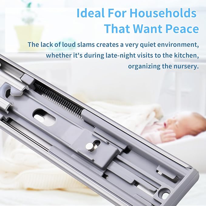 Soft Close Stainless Steel Drawer Slides 5 Pairs Full Extension 10 12 14 16 18 20 22 24 inch Side Mount Dresser Cabinet Replacement Ball Bearing Rails Runner 100LB (Stainless soft close 20Inch)