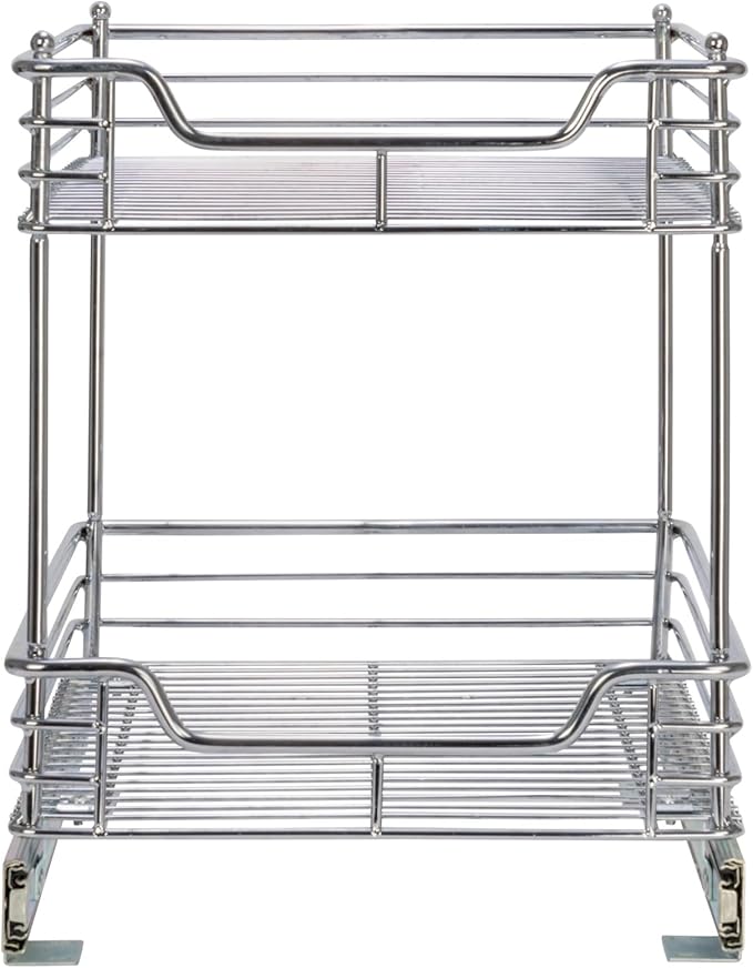 Household Essentials Chromed Steel 2-Tier Artisan Pull-Out Organizer
