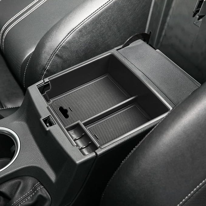HGWEI Center Console Organizer Compatible with Ford Ranger 2019 2020 2021 2022 2023 XL XLT Lariat Accessories, Armrest Storage Box Secondary Insert Tray, Black