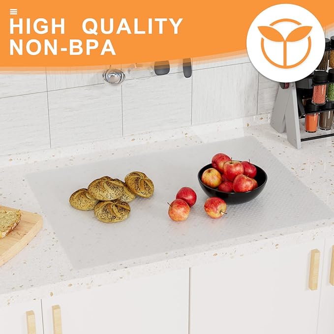 FLPMIX Clear Shelf Liners for Kitchen cabinets: 12 Inch Width Easy to Cut Non-Adhesive Drawer Liner - Waterproof Pantry Liner for Refrigerator, 12 × 396 Inch