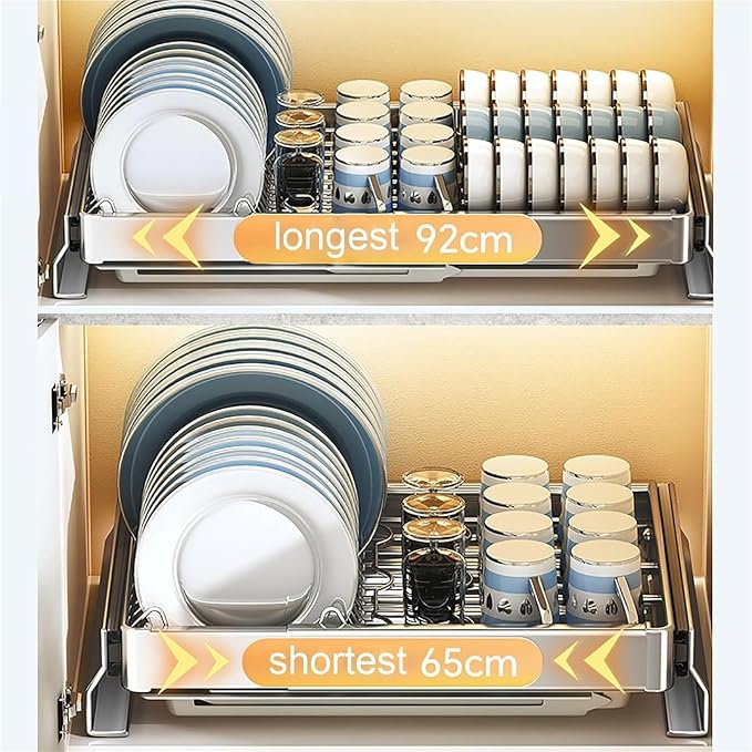 Pull out Cabinet Organizer,Under Sink Organizer, Pull out drawers for cupboards,Kitchen Storage,No Need Drill and Nailing,for Kitchen, Living Room, Home.(White,59.5 * 42 * 9cm)