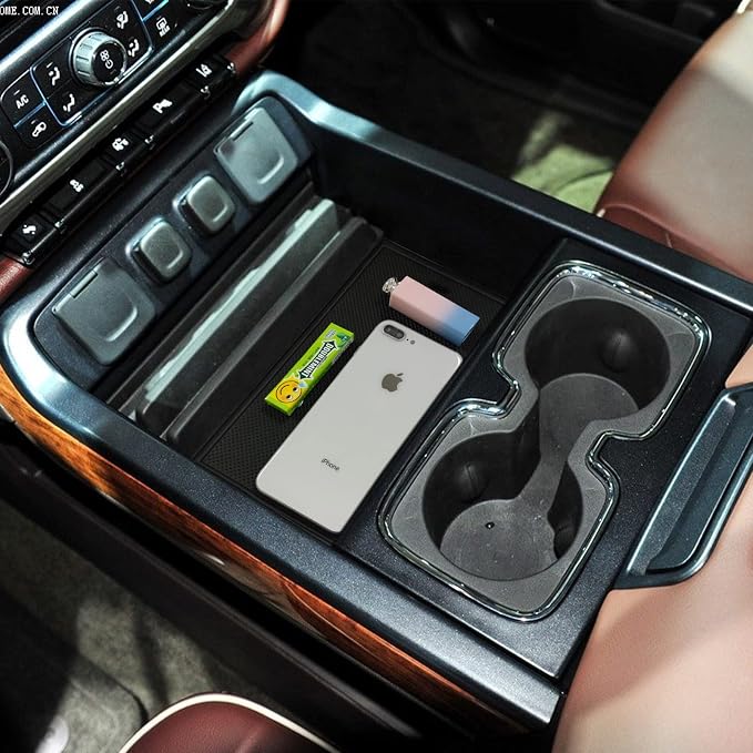 Center Console Organizer Compartment Cover Compatible with 2014-2018 Sierra/Silverado 1500 Accessories 2015-2019 Silverado/Sierra 2500 3500HD Insert Secret Pocket Lid Hidden Tray, Black