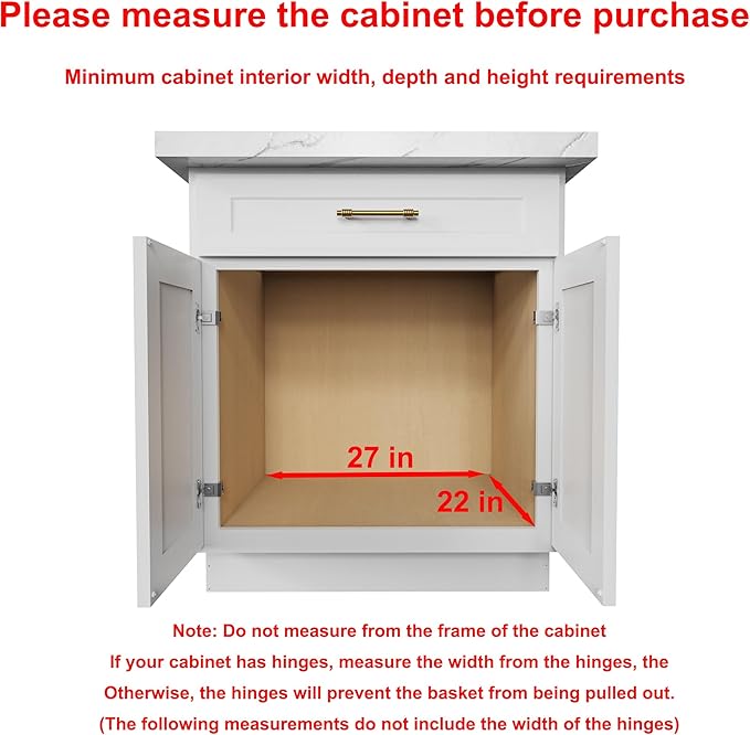 Sikarou Wood Pull Out Cabinet Organizer 26" W x 21" D, Heavy-Duty Sliding Drawers for Inside Cabinets Storage and Organization for Kitchen, Pantry, Bathroom