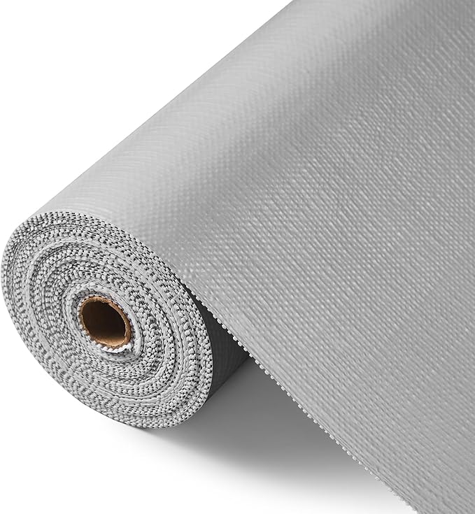 Drawer and Shelf Liner, Non-Slip Kitchen Cabinet Liners Non-Adhesive Thick Strong Grip Waterproof Washable Mats Protect Dresser Shelves Cupboard Bathroom Cabinets, Light Gray, 18 in X 20 FT