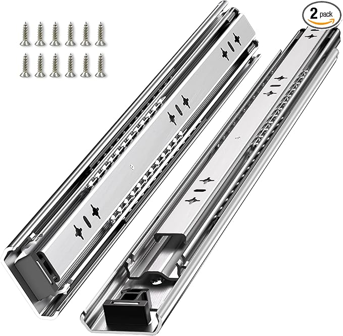SLIDEWAY 260 Lbs Heavy Duty Drawer Slides 1 Pair 8 10 12 14 16 18 20 24 26 30 32 40 Inch Full Extension Ball Bearing Sliding Rails Cabinet Runners Tracks Tool Box Glides (53mm Wide)-20"