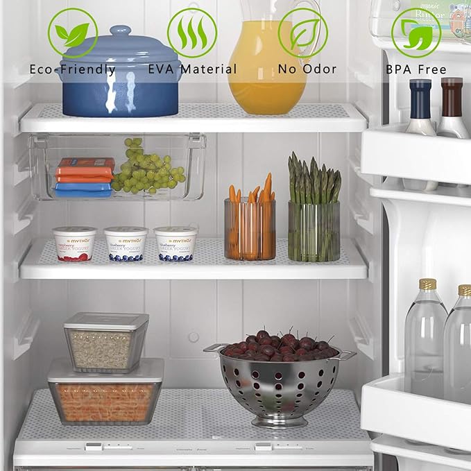 HooTown Refrigerator, Fridge Shelf Liners and Drawer Mats 11.8 Inch Wide x 78.7 Inch Long, Non Adhesive EVA Plastic Washable Waterproof Pads for Kitchen Cabinet, Pantry Closet, Cupboard, Transparent