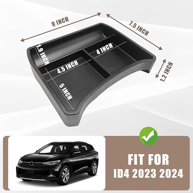 Muslogy for 2026 2025 2024 2023 VW ID4 Lower Console Organizer Upgraded Storage Box Insert Tray Interior Accessories Compatible with Volkswagen ID.4 ID 4 2023+ ONLY