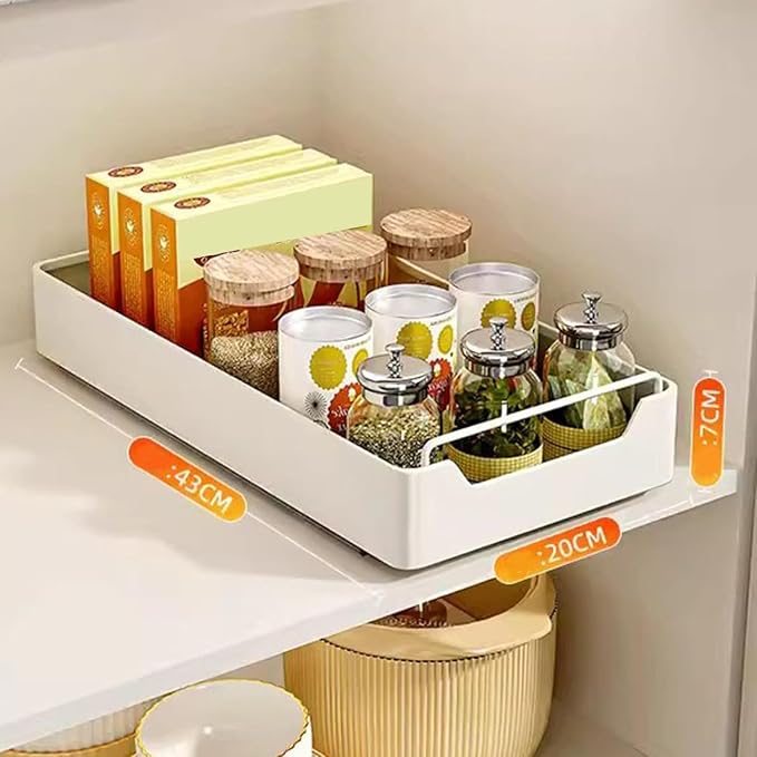 Pull Out Cabinet Nizer Sliding Drawer Storage Shelves for Kitchen Cupboards No Drill Needed Roll Out Nizer Tray for Easy Access,S