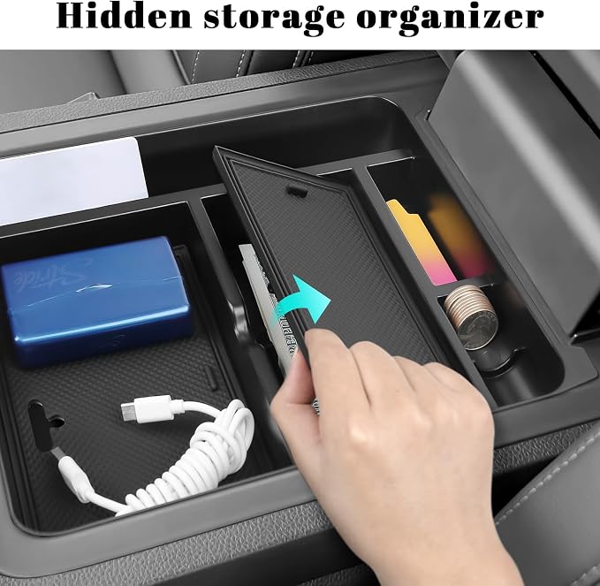 2PCS Center Console Organizer & Armrest Divider Compatible with Honda 2023-2026 Pilot & 2024-2026 Passport & 2024 2025 Ridgeline Accessories Insert Armrest Hidden Organizer