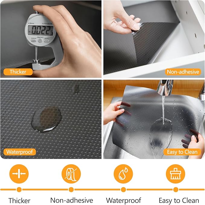 Shelf Liners 15 inch x 20 ft Shelf Liners for Kitchen cabinets nonstick Lining Drawer Mats EVA Protector for Cupboard (Translucent Black,15 inch x 20 ft)