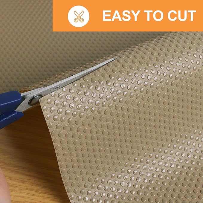 FLPMIX Shelf Liners for Kitchen Cabinets: Waterproof Non-Adhesive Drawers Liner - Easy to Cut Cupboard Mats for Pantry Shelves 17" W x 300" L Khaki