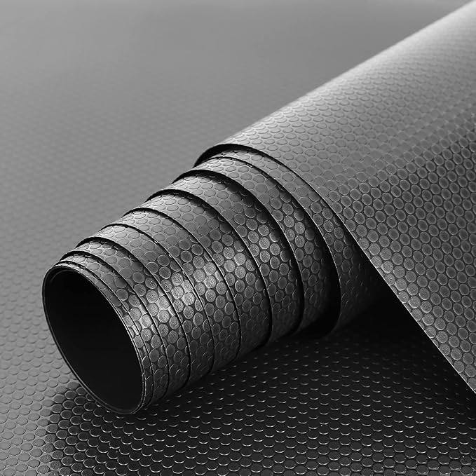HooTown Shelf Liner Kitchen Cabinet Drawer Mats 11.8 Inch Wide x 13 Feet Long, Non Adhesive EVA Rubber Washable Waterproof Pantry Closet, Cupboard, Drawer Organizer Mat, Black