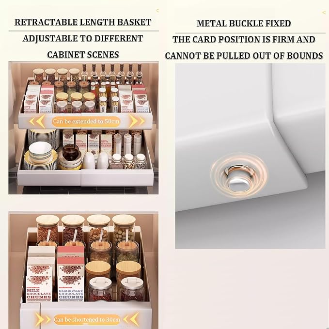 Pull Out Cabinet Organizer,cupboard pull out storage,Pull Out Drawer Fixed with Adhesive,No Need Drill and Nailing,for Kitchen, Living Room, Home. (Size : 30 * 43 * 7cm/11.8 * 16.9 * 2.7in)