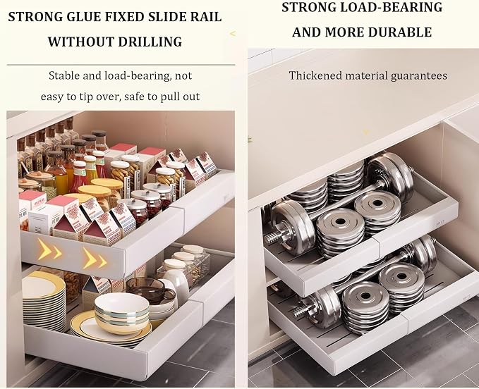 Pull Out Cabinet Organizer,cupboard pull out storage,Pull Out Drawer Fixed with Adhesive,No Need Drill and Nailing,for Kitchen, Living Room, Home. (Size : 18 * 43 * 7cm/7.1 * 16.9 * 2.7in)