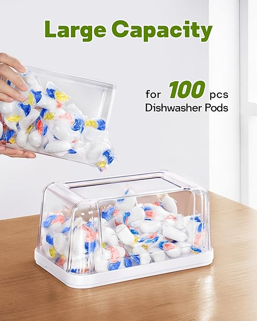 Kaen Trash Bag and Laundry Pods Dispenser - 3 in 1 Garbage Bag Holder for 13/30/33 Gallon Bags, Clear Storage Bins Dishwasher Pods Container for Under Sink Organizer Laundry Room Organization