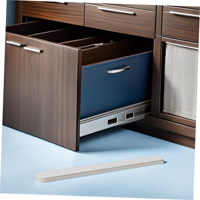 8pcs White Cabinet Drawer Slides Adhesive No-Drill Plastic Drawer Slide Tracks Bottom Mount Furniture Guides for Kitchen Cabinet Pullout Organization